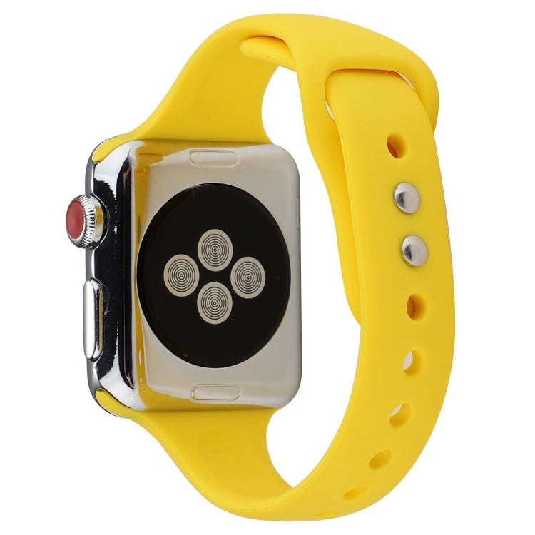 For Apple Watch 5 & 4 44mm / 3 & 2 & 1 42mm Thin Silicone Double Buckle Watch Band(Yellow)