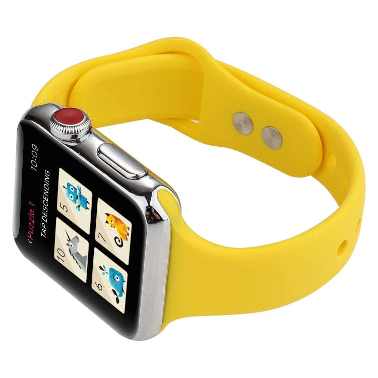 For Apple Watch 5 & 4 44mm / 3 & 2 & 1 42mm Thin Silicone Double Buckle Watch Band(Yellow)