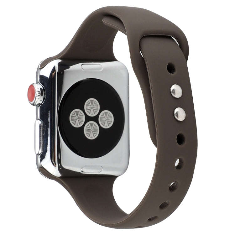 For Apple Watch 5 & 4 44mm / 3 & 2 & 1 42mm Thin Silicone Double Buckle Watch Band(Cocoa)