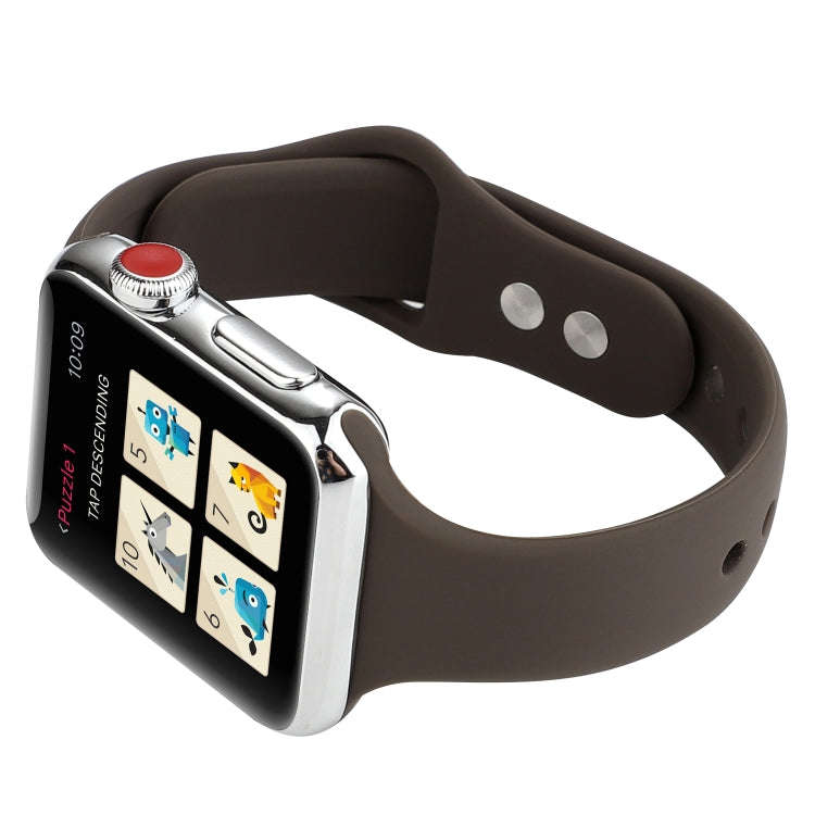 For Apple Watch 5 & 4 44mm / 3 & 2 & 1 42mm Thin Silicone Double Buckle Watch Band(Cocoa)