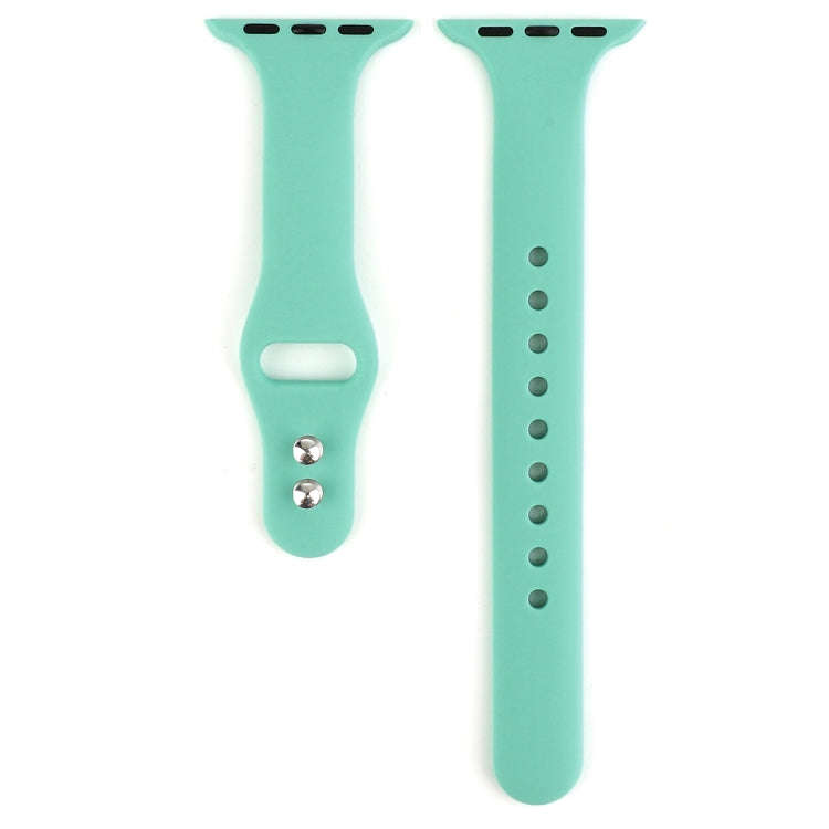For Apple Watch 5 & 4 44mm / 3 & 2 & 1 42mm Thin Silicone Double Buckle Watch Band(Spearmint Green)