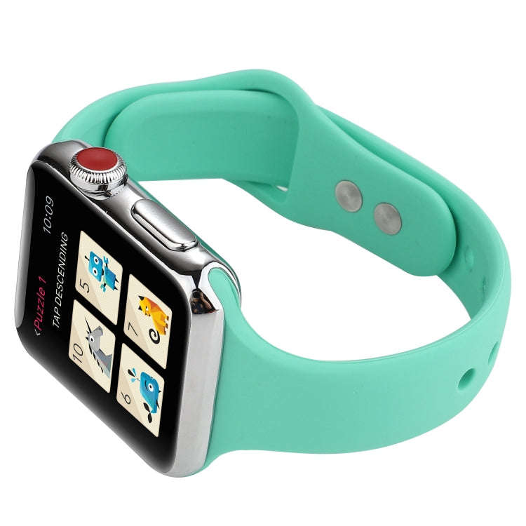 For Apple Watch 5 & 4 44mm / 3 & 2 & 1 42mm Thin Silicone Double Buckle Watch Band(Spearmint Green)