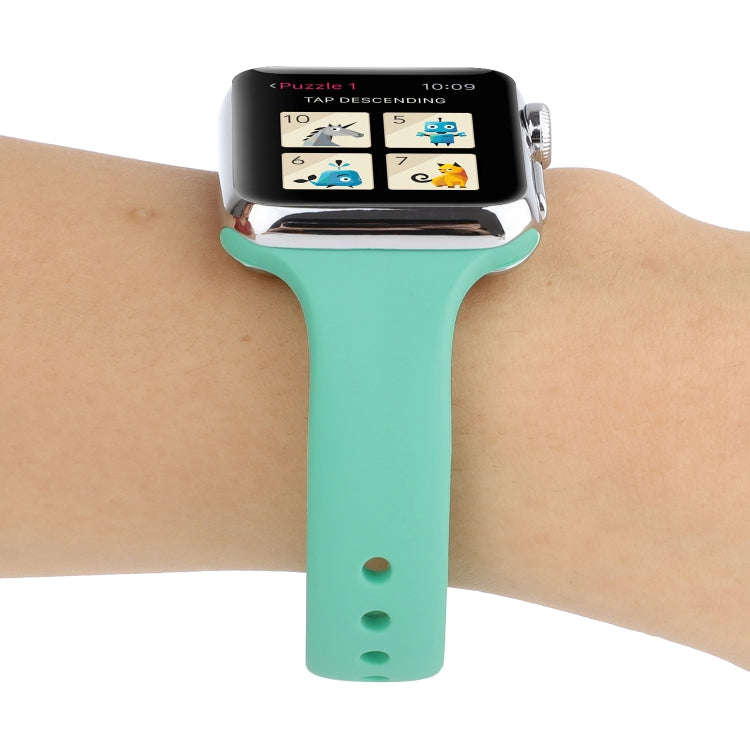 For Apple Watch 5 & 4 44mm / 3 & 2 & 1 42mm Thin Silicone Double Buckle Watch Band(Spearmint Green)