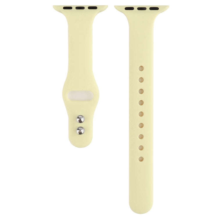 For Apple Watch 5 & 4 44mm / 3 & 2 & 1 42mm Thin Silicone Double Buckle Watch Band(Cream Yellow)
