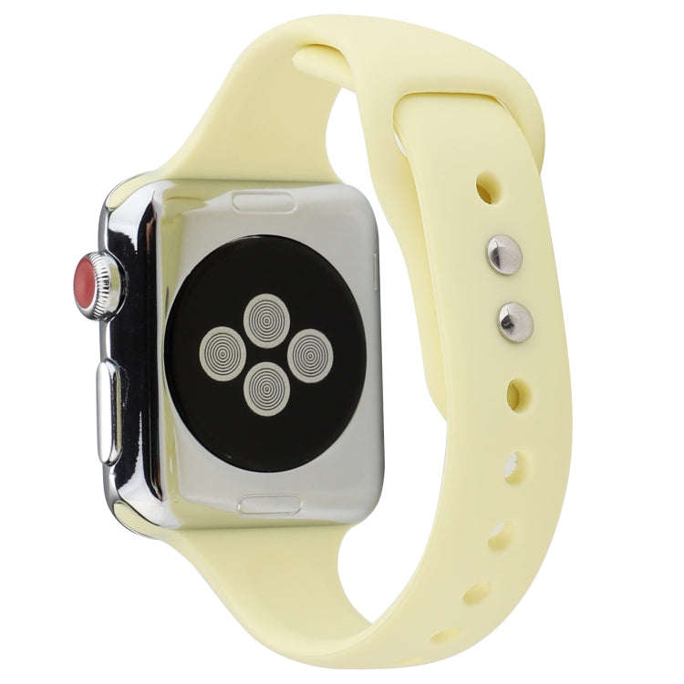 For Apple Watch 5 & 4 44mm / 3 & 2 & 1 42mm Thin Silicone Double Buckle Watch Band(Cream Yellow)