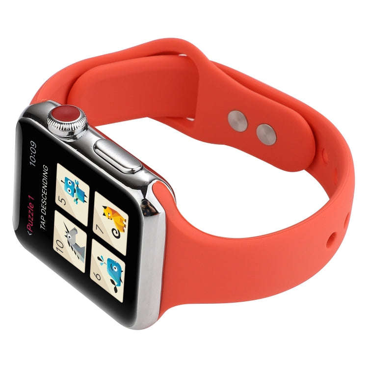 For Apple Watch 5 & 4 44mm / 3 & 2 & 1 42mm Thin Silicone Double Buckle Watch Band(Coral Red)