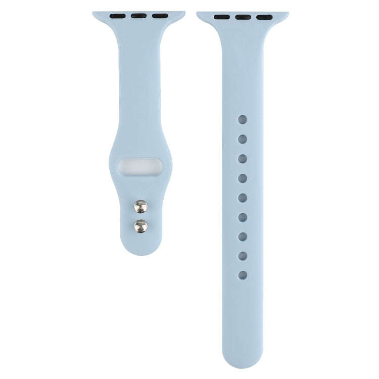 For Apple Watch 5 & 4 44mm / 3 & 2 & 1 42mm Thin Silicone Double Buckle Watch Band(Sky Blue)