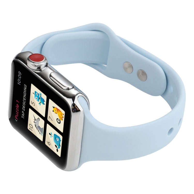 For Apple Watch 5 & 4 44mm / 3 & 2 & 1 42mm Thin Silicone Double Buckle Watch Band(Sky Blue)