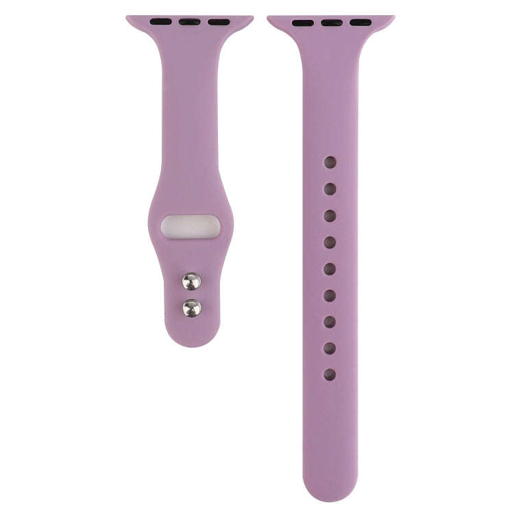 For Apple Watch 5 & 4 44mm / 3 & 2 & 1 42mm Thin Silicone Double Buckle Watch Band(Lavender)