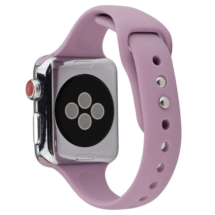 For Apple Watch 5 & 4 44mm / 3 & 2 & 1 42mm Thin Silicone Double Buckle Watch Band(Lavender)