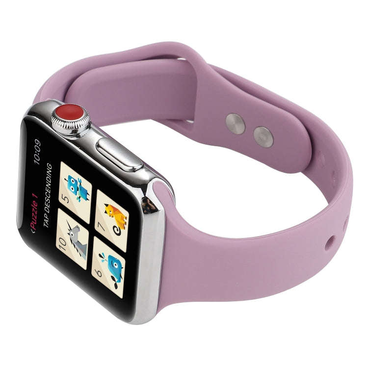 For Apple Watch 5 & 4 44mm / 3 & 2 & 1 42mm Thin Silicone Double Buckle Watch Band(Lavender)