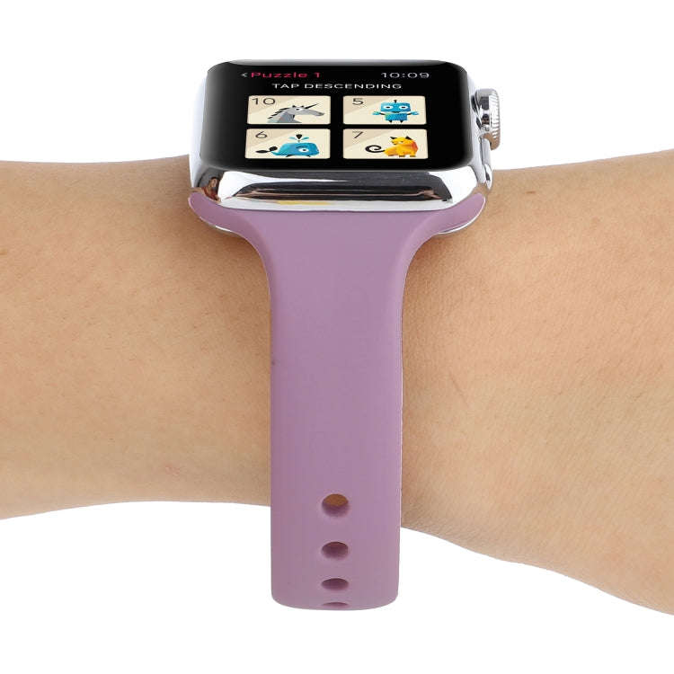 For Apple Watch 5 & 4 44mm / 3 & 2 & 1 42mm Thin Silicone Double Buckle Watch Band(Lavender)