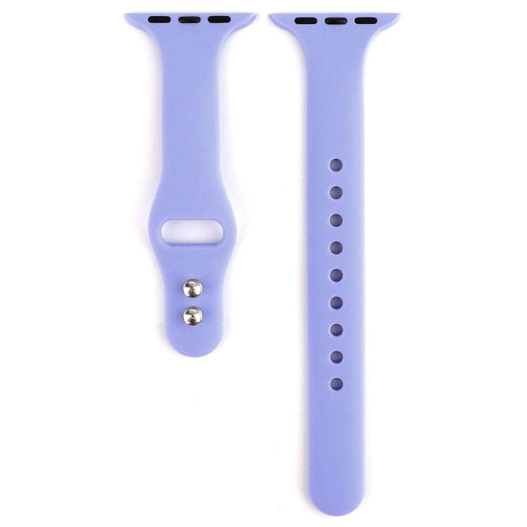For Apple Watch 5 & 4 44mm / 3 & 2 & 1 42mm Thin Silicone Double Buckle Watch Band(Lilac)