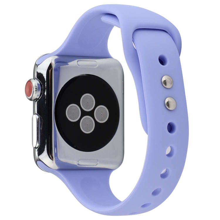 For Apple Watch 5 & 4 44mm / 3 & 2 & 1 42mm Thin Silicone Double Buckle Watch Band(Lilac)