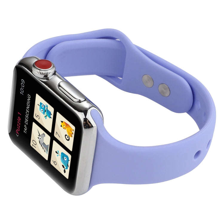 For Apple Watch 5 & 4 44mm / 3 & 2 & 1 42mm Thin Silicone Double Buckle Watch Band(Lilac)