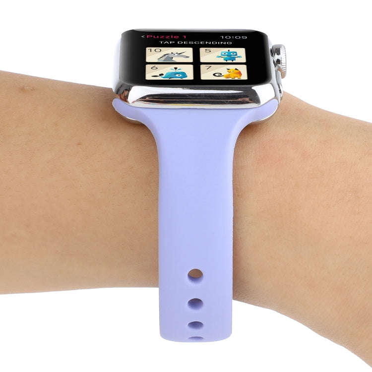 For Apple Watch 5 & 4 44mm / 3 & 2 & 1 42mm Thin Silicone Double Buckle Watch Band(Lilac)