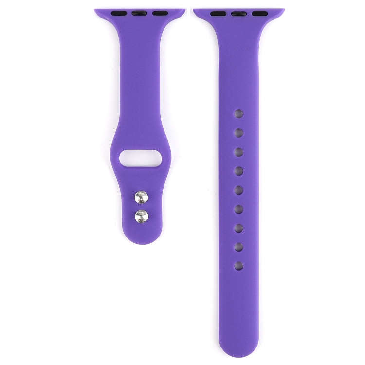 For Apple Watch 5 & 4 44mm / 3 & 2 & 1 42mm Thin Silicone Double Buckle Watch Band(Purple)