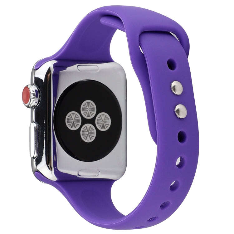 For Apple Watch 5 & 4 44mm / 3 & 2 & 1 42mm Thin Silicone Double Buckle Watch Band(Purple)
