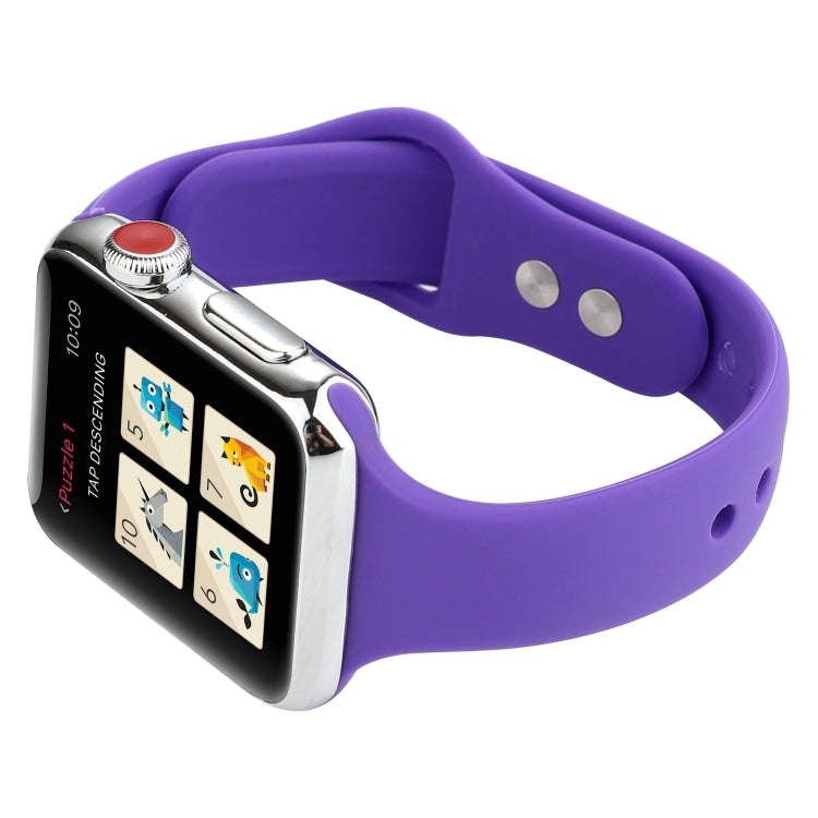 For Apple Watch 5 & 4 44mm / 3 & 2 & 1 42mm Thin Silicone Double Buckle Watch Band(Purple)