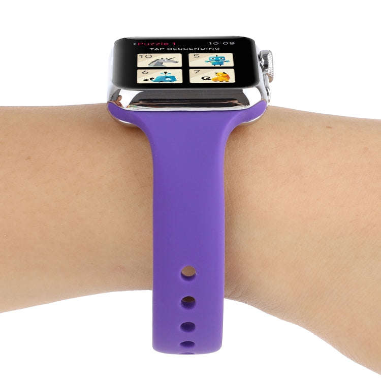 For Apple Watch 5 & 4 44mm / 3 & 2 & 1 42mm Thin Silicone Double Buckle Watch Band(Purple)