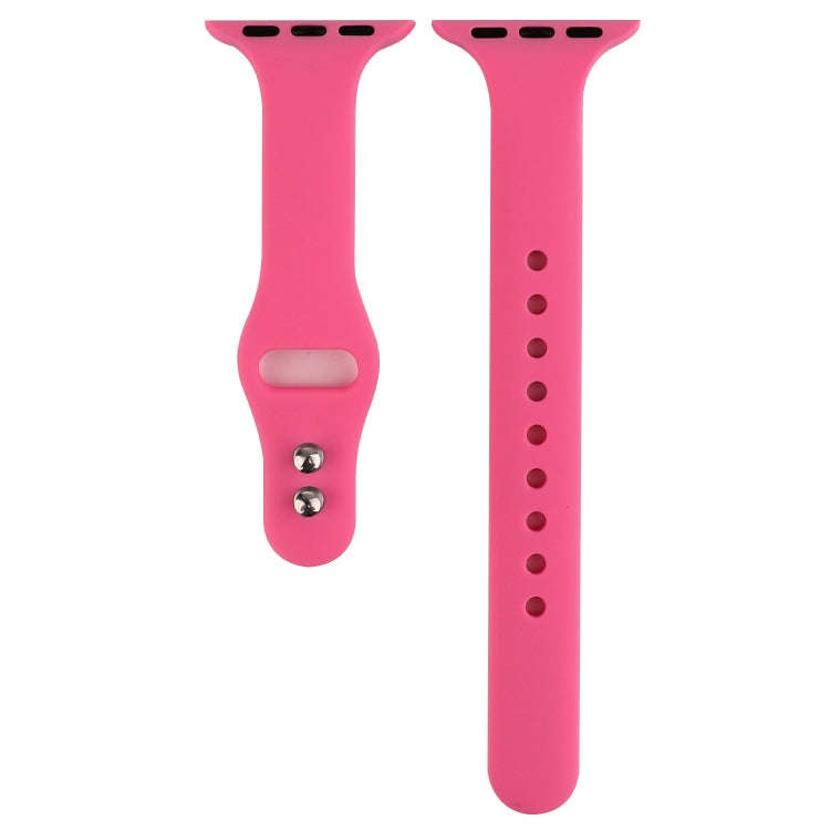 For Apple Watch 5 & 4 44mm / 3 & 2 & 1 42mm Thin Silicone Double Buckle Watch Band(Pink)