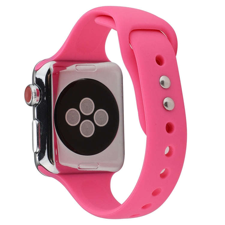 For Apple Watch 5 & 4 44mm / 3 & 2 & 1 42mm Thin Silicone Double Buckle Watch Band(Pink)