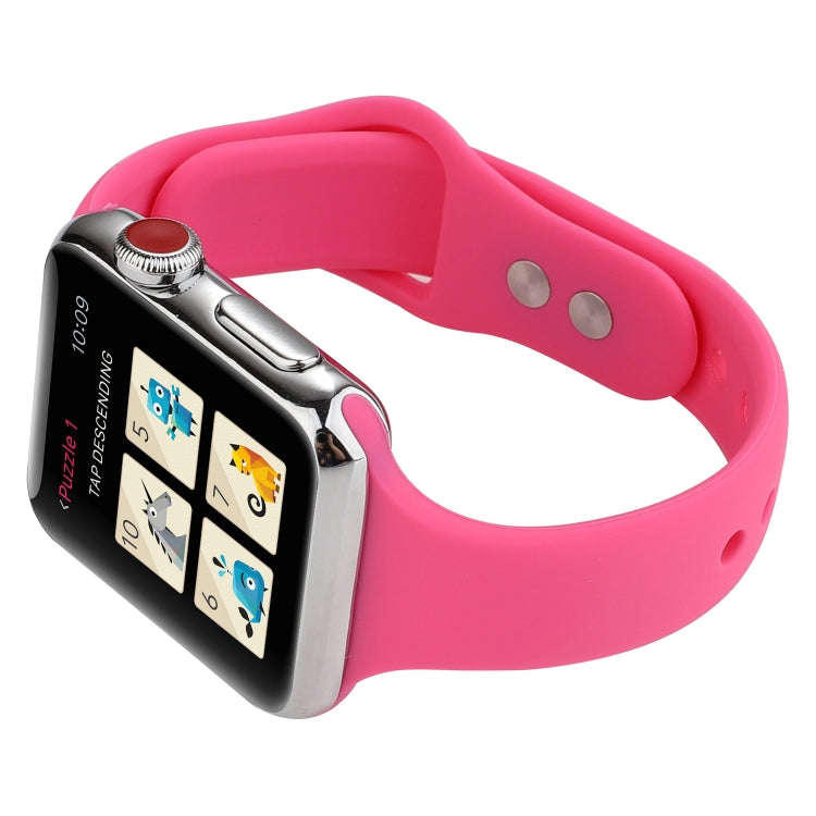 For Apple Watch 5 & 4 44mm / 3 & 2 & 1 42mm Thin Silicone Double Buckle Watch Band(Pink)