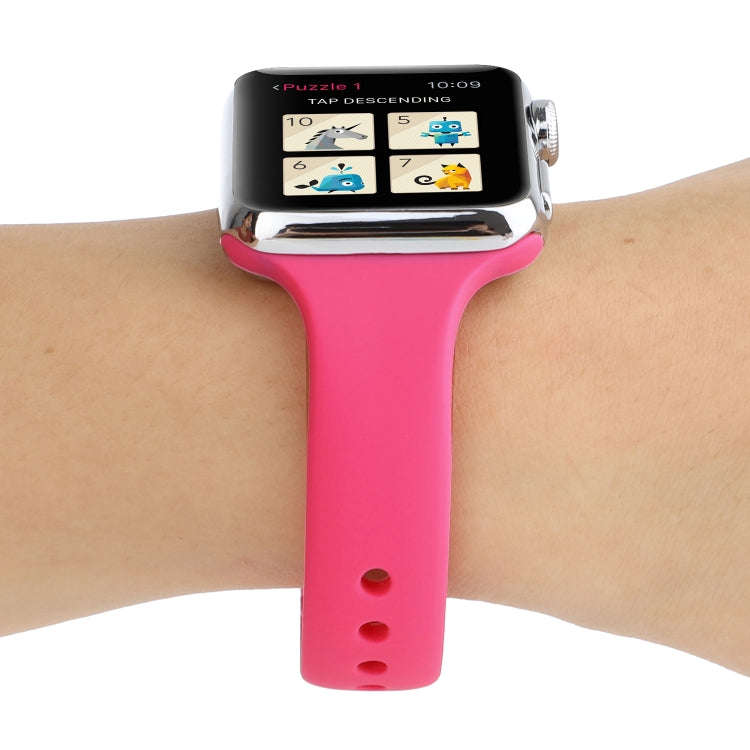 For Apple Watch 5 & 4 44mm / 3 & 2 & 1 42mm Thin Silicone Double Buckle Watch Band(Pink)