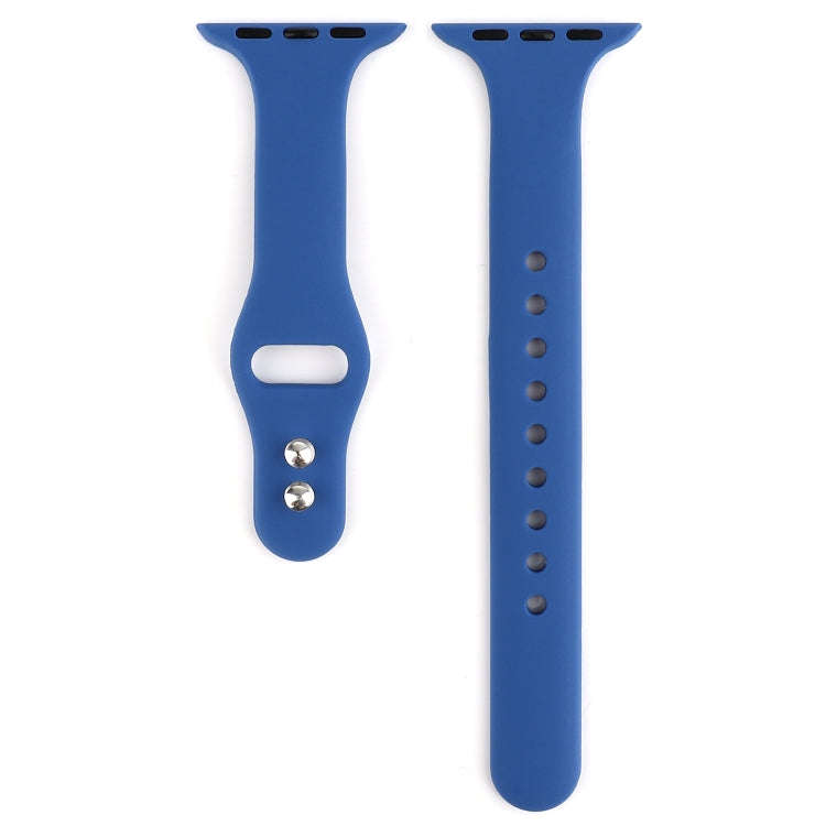 For Apple Watch 5 & 4 44mm / 3 & 2 & 1 42mm Thin Silicone Double Buckle Watch Band(Royal Blue)
