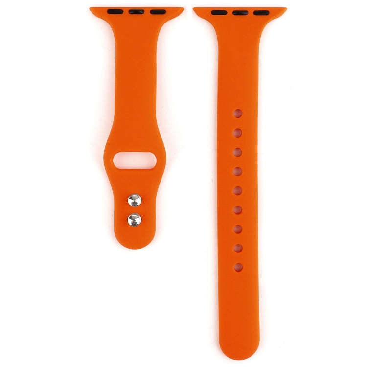 For Apple Watch 5 & 4 44mm / 3 & 2 & 1 42mm Thin Silicone Double Buckle Watch Band(Orange)