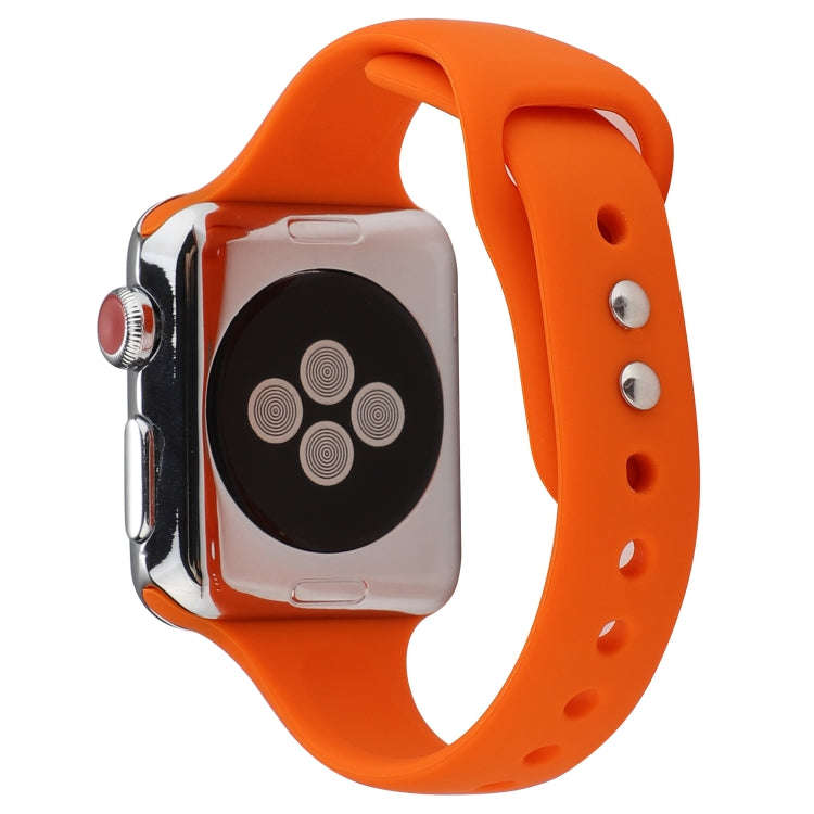 For Apple Watch 5 & 4 44mm / 3 & 2 & 1 42mm Thin Silicone Double Buckle Watch Band(Orange)
