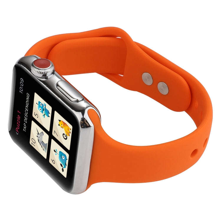 For Apple Watch 5 & 4 44mm / 3 & 2 & 1 42mm Thin Silicone Double Buckle Watch Band(Orange)