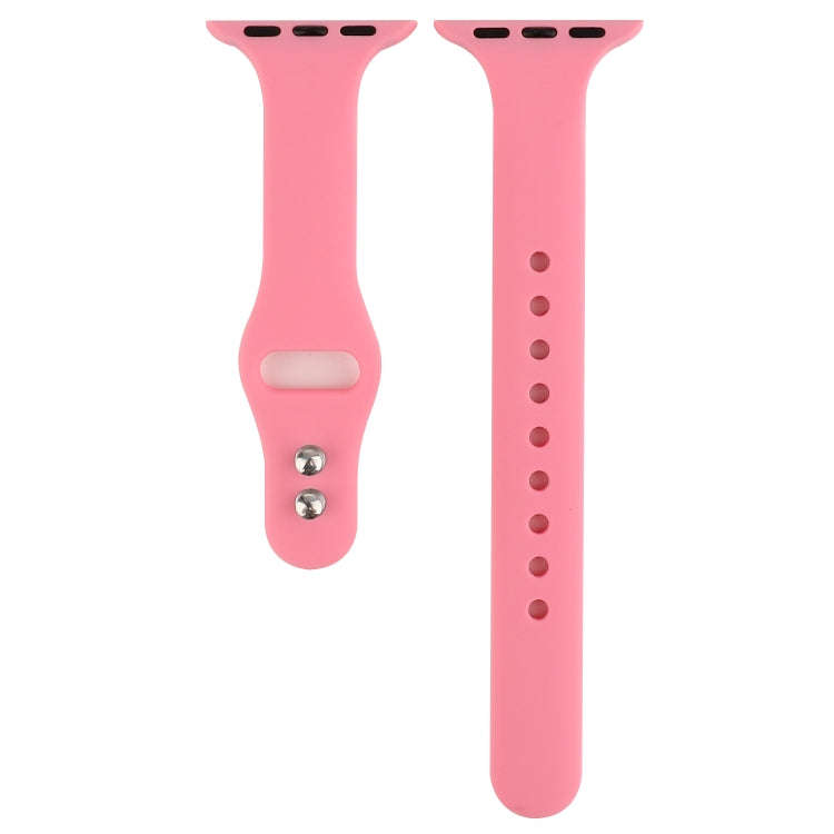 For Apple Watch 5 & 4 44mm / 3 & 2 & 1 42mm Thin Silicone Double Buckle Watch Band(Pink)