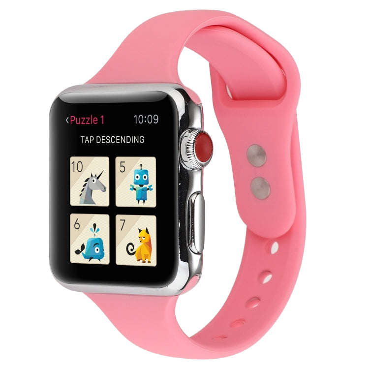 For Apple Watch 5 & 4 44mm / 3 & 2 & 1 42mm Thin Silicone Double Buckle Watch Band(Pink)