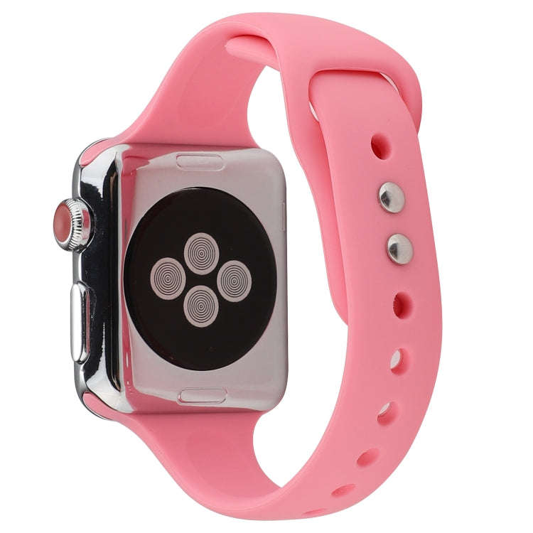For Apple Watch 5 & 4 44mm / 3 & 2 & 1 42mm Thin Silicone Double Buckle Watch Band(Pink)