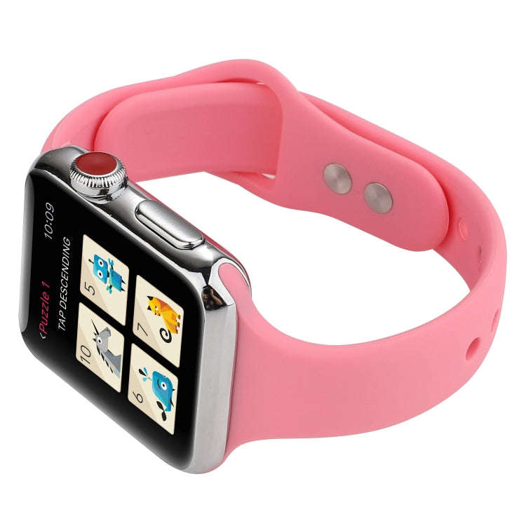 For Apple Watch 5 & 4 44mm / 3 & 2 & 1 42mm Thin Silicone Double Buckle Watch Band(Pink)