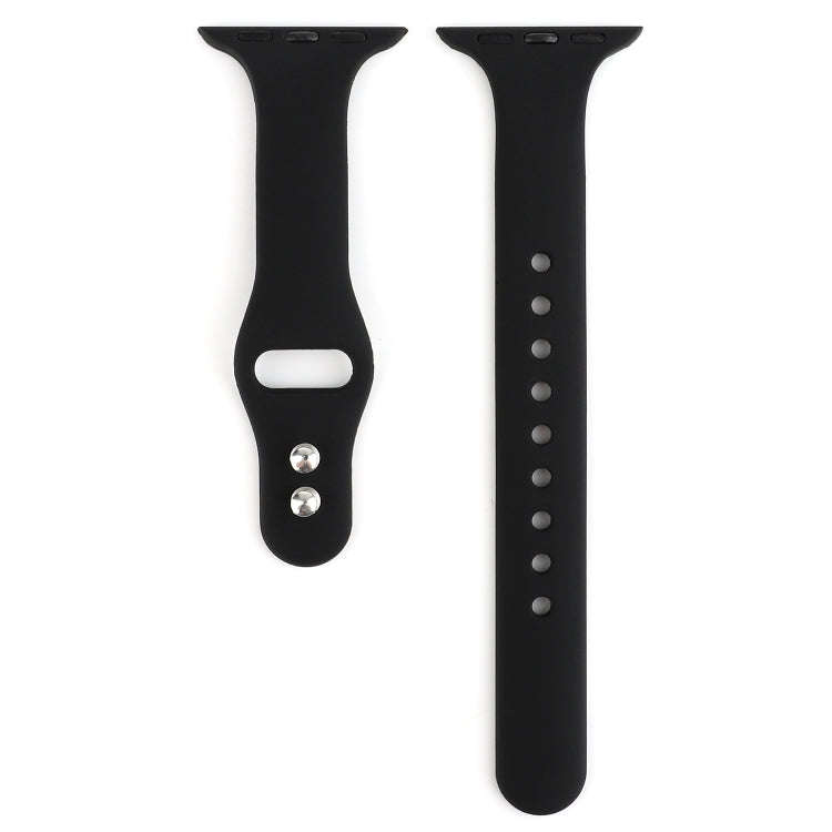 For Apple Watch 5 & 4 44mm / 3 & 2 & 1 42mm Thin Silicone Double Buckle Watch Band(Black)