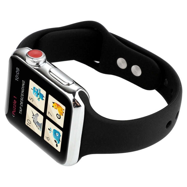 For Apple Watch 5 & 4 44mm / 3 & 2 & 1 42mm Thin Silicone Double Buckle Watch Band(Black)