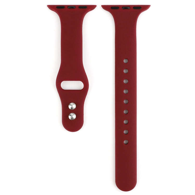 For Apple Watch 5 & 4 44mm / 3 & 2 & 1 42mm Thin Silicone Double Buckle Watch Band(Wine Red)