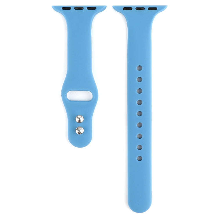 For Apple Watch 5 & 4 44mm / 3 & 2 & 1 42mm Thin Silicone Double Buckle Watch Band(Blue)