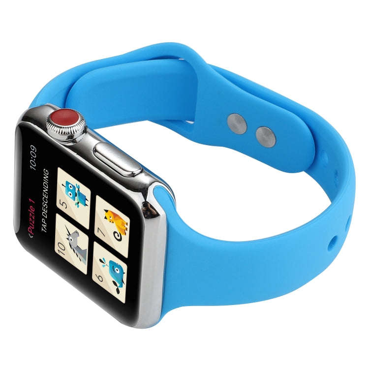 For Apple Watch 5 & 4 44mm / 3 & 2 & 1 42mm Thin Silicone Double Buckle Watch Band(Blue)