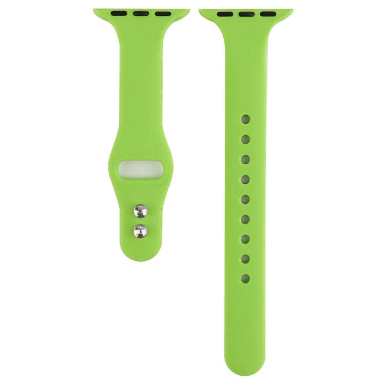 For Apple Watch 5 & 4 44mm / 3 & 2 & 1 42mm Thin Silicone Double Buckle Watch Band(Green)