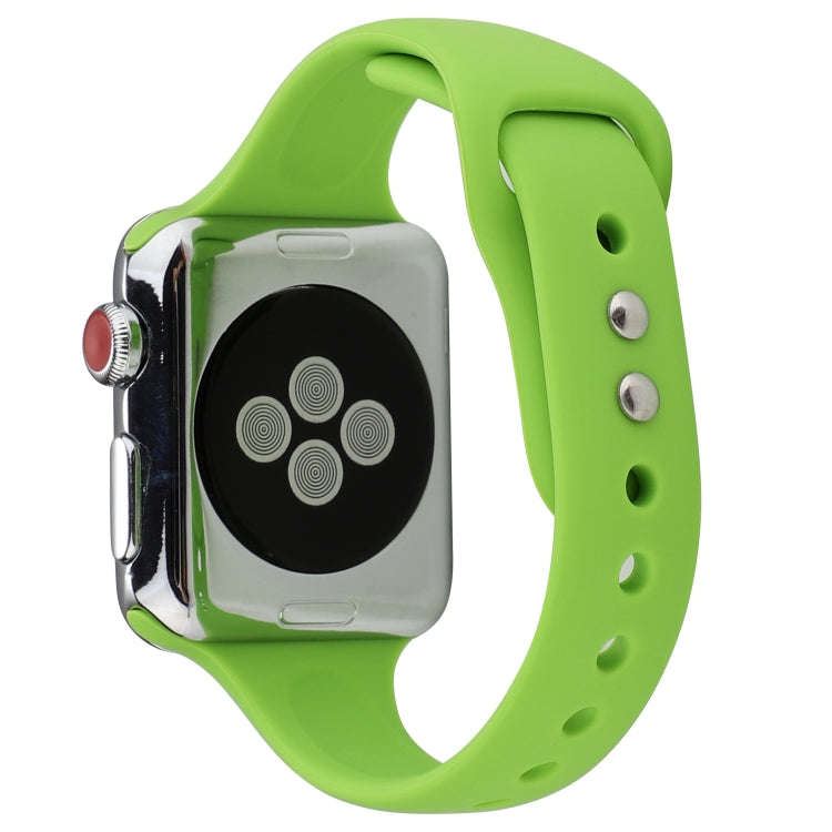 For Apple Watch 5 & 4 44mm / 3 & 2 & 1 42mm Thin Silicone Double Buckle Watch Band(Green)
