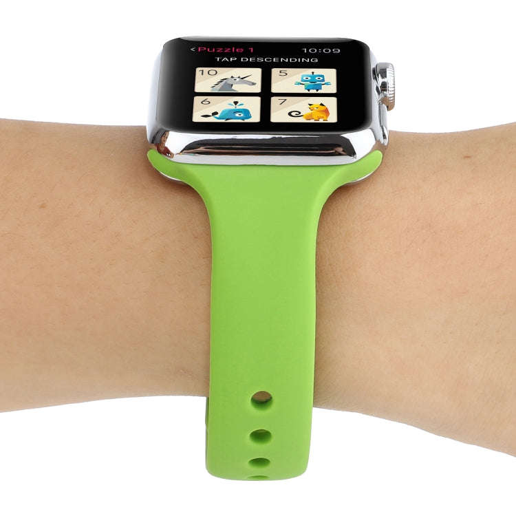 For Apple Watch 5 & 4 44mm / 3 & 2 & 1 42mm Thin Silicone Double Buckle Watch Band(Green)