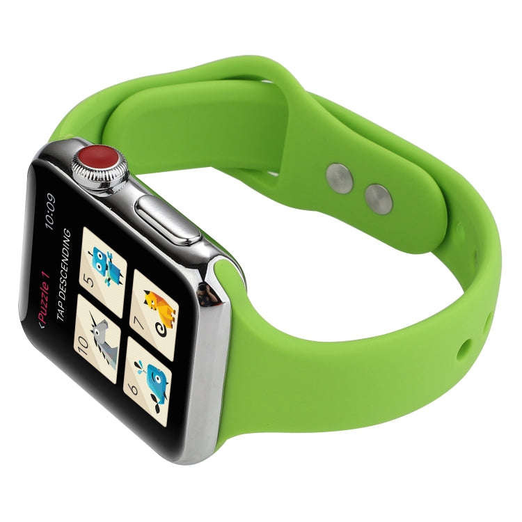 For Apple Watch 5 & 4 44mm / 3 & 2 & 1 42mm Thin Silicone Double Buckle Watch Band(Green)