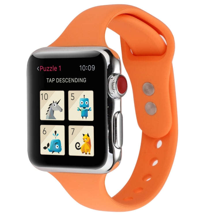 For Apple Watch 5 & 4 44mm / 3 & 2 & 1 42mm Thin Silicone Double Buckle Watch Band(Papaya Yellow)