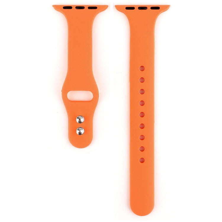 For Apple Watch 5 & 4 44mm / 3 & 2 & 1 42mm Thin Silicone Double Buckle Watch Band(Papaya Yellow)