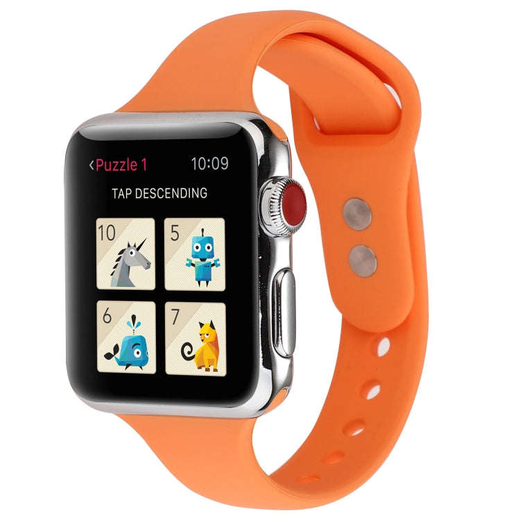 For Apple Watch 5 & 4 44mm / 3 & 2 & 1 42mm Thin Silicone Double Buckle Watch Band(Papaya Yellow)
