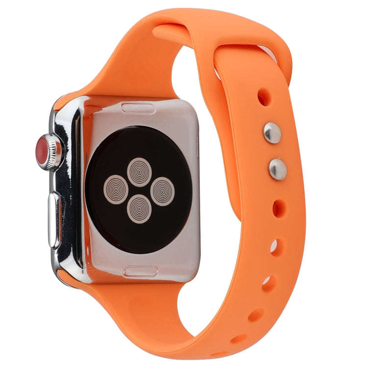 For Apple Watch 5 & 4 44mm / 3 & 2 & 1 42mm Thin Silicone Double Buckle Watch Band(Papaya Yellow)