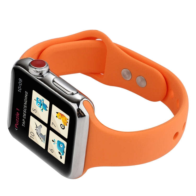 For Apple Watch 5 & 4 44mm / 3 & 2 & 1 42mm Thin Silicone Double Buckle Watch Band(Papaya Yellow)